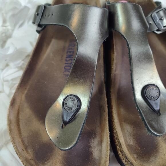 Birkenstock Gizeh Sandals Womens Size 9 Silver Metallic Thong Comfort EU 40 - Picture 10 of 16
